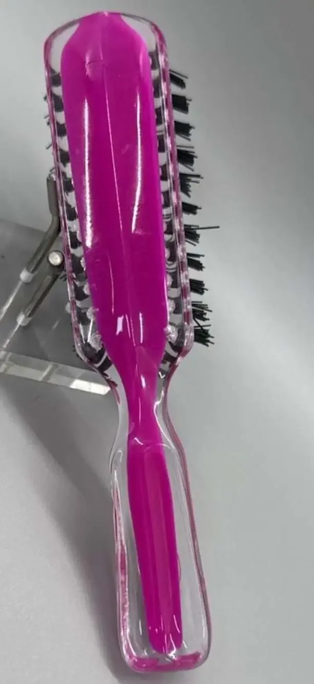Goody USA Twin Tone 6” Magenta & Clear Nylon Bristle Hair Brush Travel Size Vtg